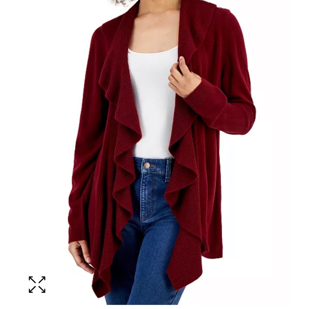Karen Scott Long Ruffle Cardigan